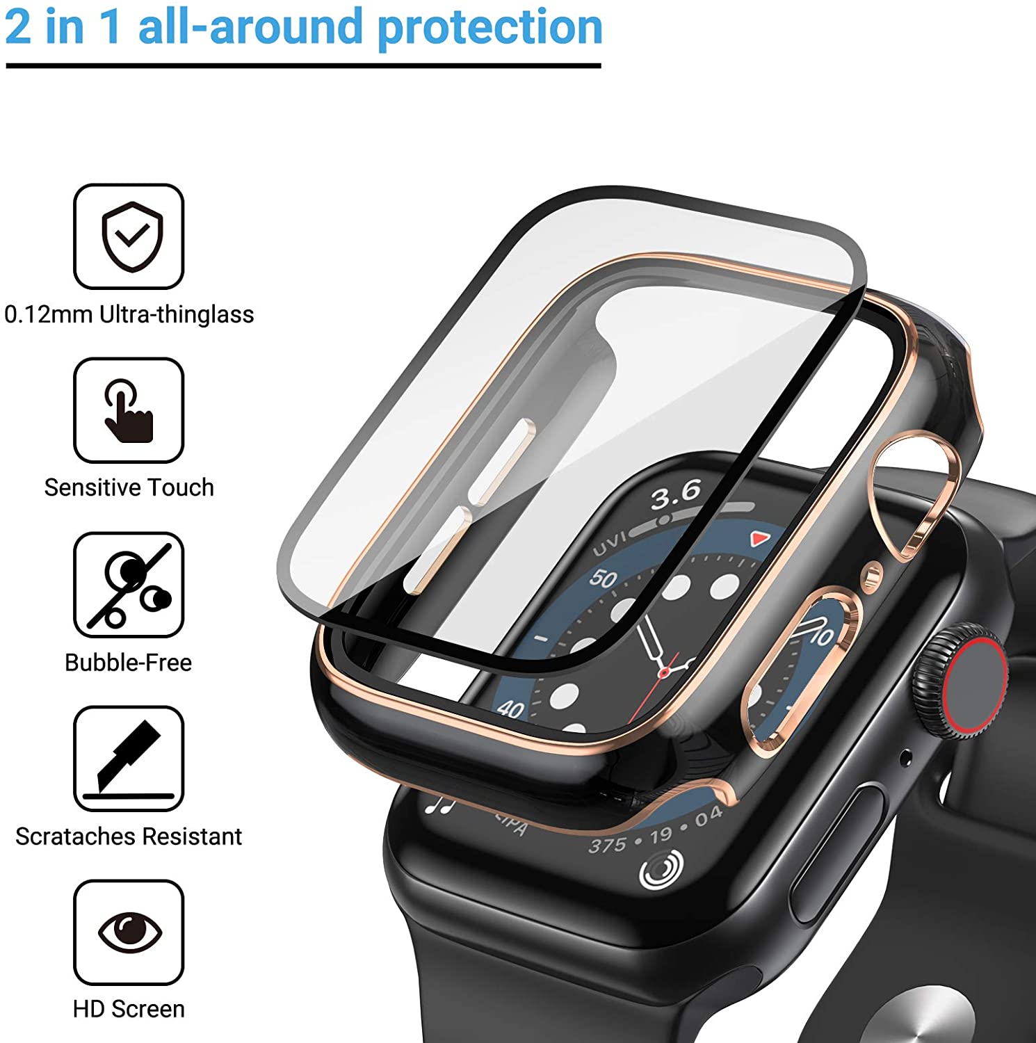 유리 + 커버 Apple Watch 9 8 7 6 SE - Smartwatch Band Accessories 리뷰 및 가격